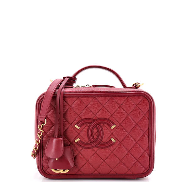 Chanel Large Filigree Vanity Case Quilted Caviar - Picture 1 of 6